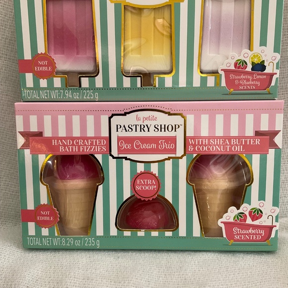 NEW La Petite Pastry Shop Ice Cream Trio Ice Pop Trio Bath Fizzies Two Boxes - Picture 5 of 12